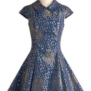 Chi Chi London Navy and Gold Mini Dress